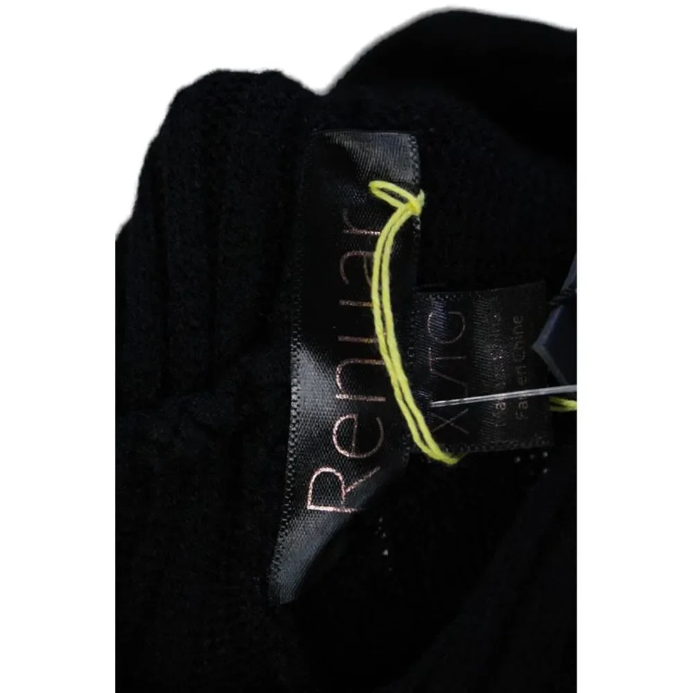 Renuar Womens Turtleneck Long Sleeve Medium Knit Sweater Solid Black Size XL